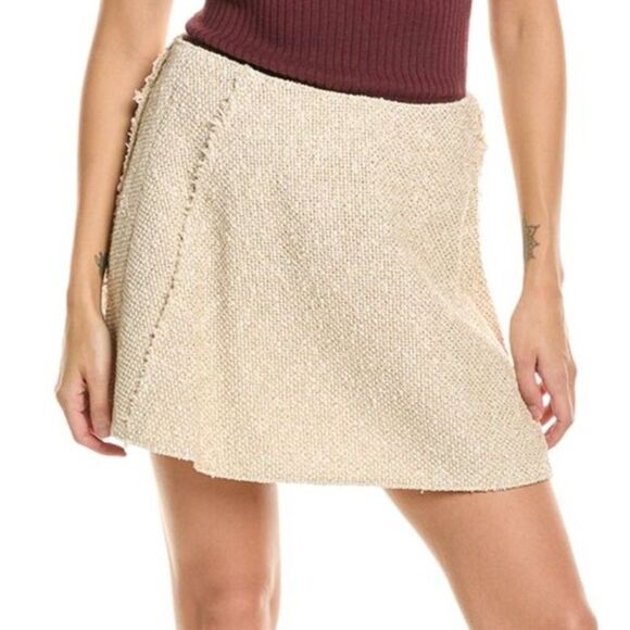 Rag & Bone Elsie Tweed Mini Skirt Beige Size 10 - Picture 1 of 7